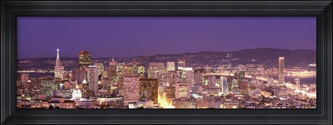 Framed High angle view of a city at dusk, San Francisco, California, USA Print