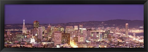 Framed High angle view of a city at dusk, San Francisco, California, USA Print