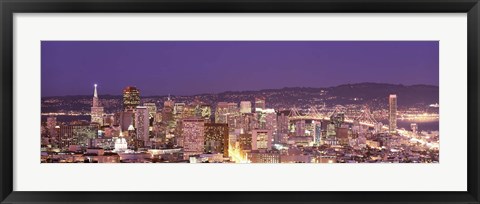 Framed High angle view of a city at dusk, San Francisco, California, USA Print