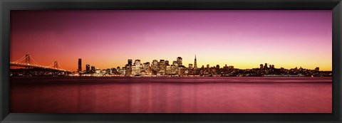 Framed Buildings at the waterfront, Bay Bridge, San Francisco Bay, San Francisco, California Print