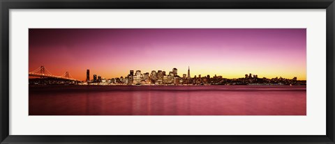 Framed Buildings at the waterfront, Bay Bridge, San Francisco Bay, San Francisco, California Print