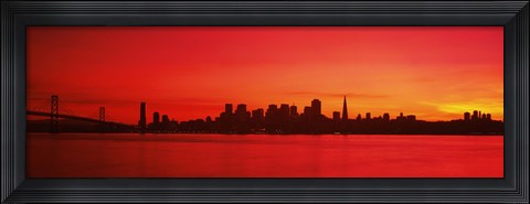 Framed San Francisco silhouette (red), California Print