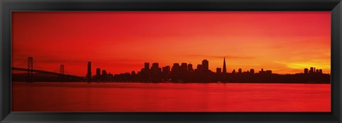 Framed San Francisco silhouette (red), California Print