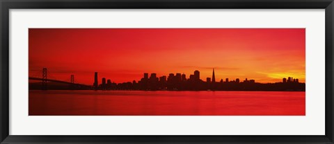 Framed San Francisco silhouette (red), California Print