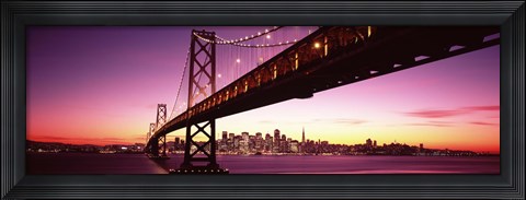 Framed Bay Bridge and city skyline at night, San Francisco, California, USA Print