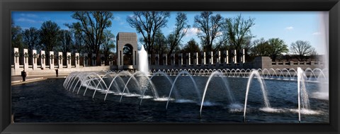 Framed Fountains at a war memorial, National World War II Memorial, Washington DC, USA Print