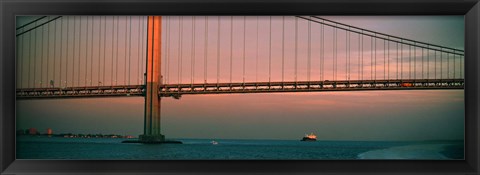 Framed Bridge across the river, Verrazano-Narrows Bridge, New York Harbor, New York City, New York State, USA Print