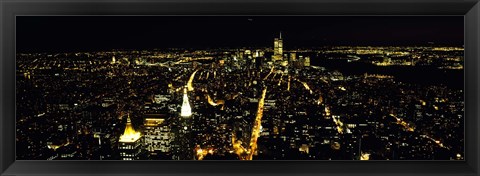 Framed Night view of New York City, New York State, USA Print