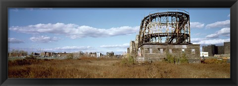 Framed Abandoned rollercoaster in an amusement park, Coney Island, Brooklyn, New York City, New York State, USA Print