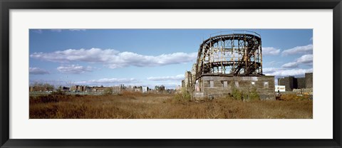 Framed Abandoned rollercoaster in an amusement park, Coney Island, Brooklyn, New York City, New York State, USA Print