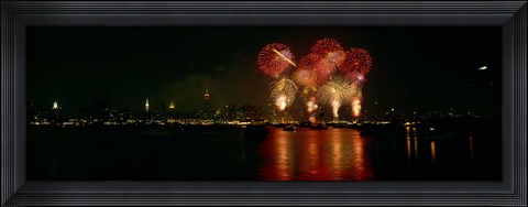 Framed Fireworks display at night on Independence Day, New York City, New York State, USA Print