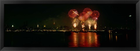 Framed Fireworks display at night on Independence Day, New York City, New York State, USA Print