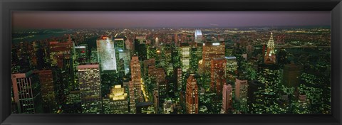 Framed Skyscrapers at night, New York City, New York State, USA Print