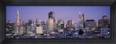 Framed High angle view of San Francisco at dusk, California Print