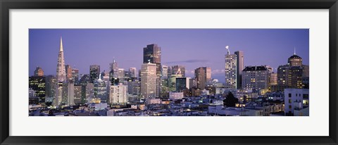 Framed High angle view of San Francisco at dusk, California Print