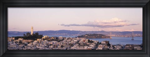 Framed High angle view of a city, Coit Tower, Telegraph Hill, San Francisco, California Print
