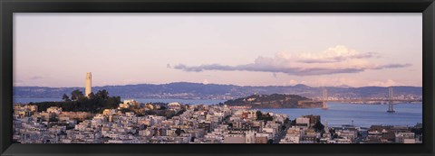 Framed High angle view of a city, Coit Tower, Telegraph Hill, San Francisco, California Print