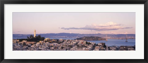 Framed High angle view of a city, Coit Tower, Telegraph Hill, San Francisco, California Print