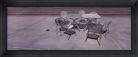 Framed Tables with chairs on a street, San Jose, Santa Clara County, California, USA Print