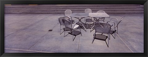 Framed Tables with chairs on a street, San Jose, Santa Clara County, California, USA Print
