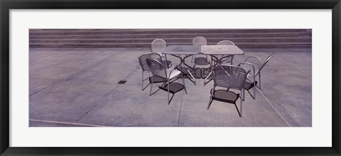 Framed Tables with chairs on a street, San Jose, Santa Clara County, California, USA Print