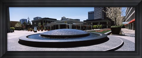 Framed Plaza De Cesar Chavez Fountain, Downtown San Jose Print