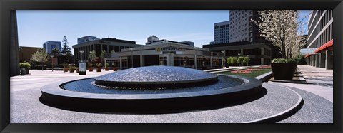Framed Plaza De Cesar Chavez Fountain, Downtown San Jose Print