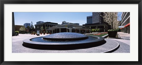 Framed Plaza De Cesar Chavez Fountain, Downtown San Jose Print