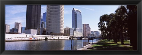 Framed Buildings viewed from the riverside, Hillsborough River, University Of Tampa, Tampa, Hillsborough County, Florida, USA Print