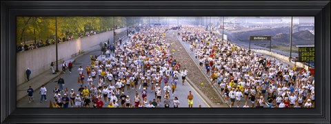 Framed Crowd running in a marathon, Chicago Marathon, Chicago, Illinois, USA Print