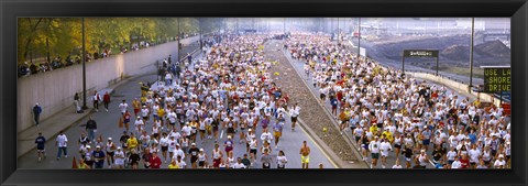 Framed Crowd running in a marathon, Chicago Marathon, Chicago, Illinois, USA Print