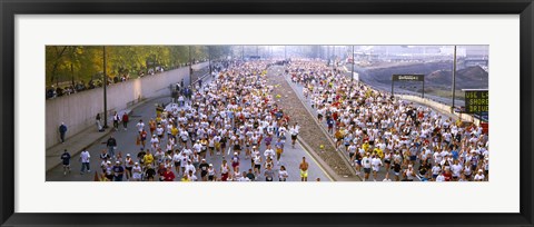 Framed Crowd running in a marathon, Chicago Marathon, Chicago, Illinois, USA Print