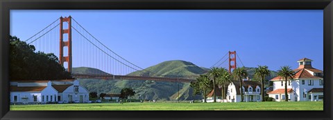 Framed Bridge viewed from a park, Golden Gate Bridge, Crissy Field, San Francisco, California, USA Print