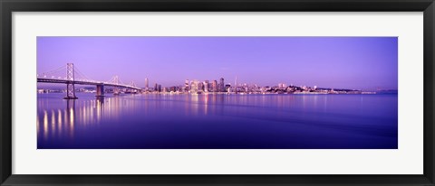 Framed Bay Bridge with a lit up city skyline in the background, San Francisco, California, USA Print