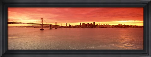 Framed Bay Bridge with city skyline, San Francisco, California, USA Print