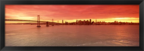 Framed Bay Bridge with city skyline, San Francisco, California, USA Print