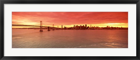 Framed Bay Bridge with city skyline, San Francisco, California, USA Print