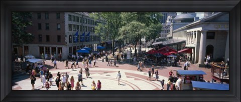 Framed Tourists in a market, Faneuil Hall Marketplace, Quincy Market, Boston, Suffolk County, Massachusetts, USA Print