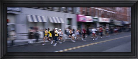 Framed People running in New York City Marathon, Manhattan Avenue, Greenpoint, Brooklyn, New York City, New York State, USA Print