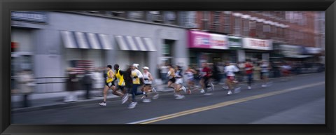 Framed People running in New York City Marathon, Manhattan Avenue, Greenpoint, Brooklyn, New York City, New York State, USA Print