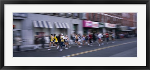 Framed People running in New York City Marathon, Manhattan Avenue, Greenpoint, Brooklyn, New York City, New York State, USA Print