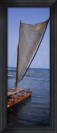 Framed Canoe in the sea, Honolulu, Pu&#39;uhonua o Honaunau National Historical Park, Honaunau, Hawaii, USA Print