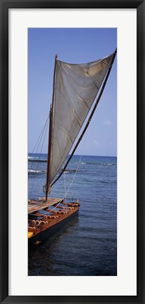 Framed Canoe in the sea, Honolulu, Pu&#39;uhonua o Honaunau National Historical Park, Honaunau, Hawaii, USA Print