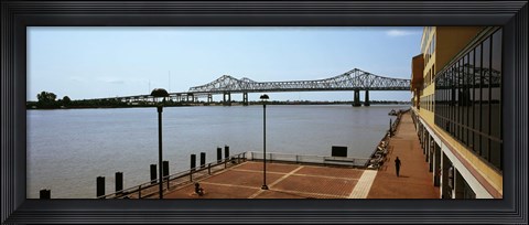 Framed Bridge across a river, Crescent City Connection Bridge, Mississippi River, New Orleans, Louisiana, USA Print