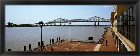 Framed Bridge across a river, Crescent City Connection Bridge, Mississippi River, New Orleans, Louisiana, USA Print