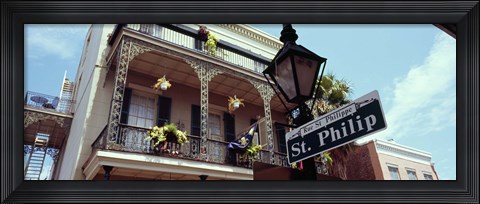 Framed Street name signboard on a lamppost, St. Philip Street, French Market, French Quarter, New Orleans, Louisiana, USA Print