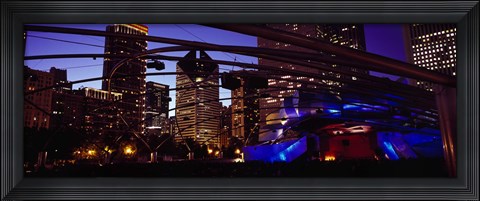 Framed Buildings lit up at night, Millennium Park, Chicago, Cook County, Illinois, USA Print