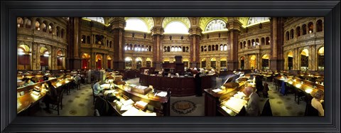 Framed Interiors of the main reading room of a library, Library Of Congress, Washington DC, USA Print