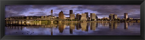 Framed Portland Skyline on a cloudy day, Oregon Print