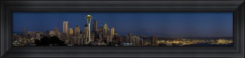 Framed Skyscrapers in a city, Space Needle, Seattle, King County, Washington State, USA Print